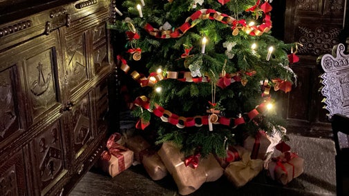 Traditional Christmas tree at Townend in Troutbeck, Cumbria
